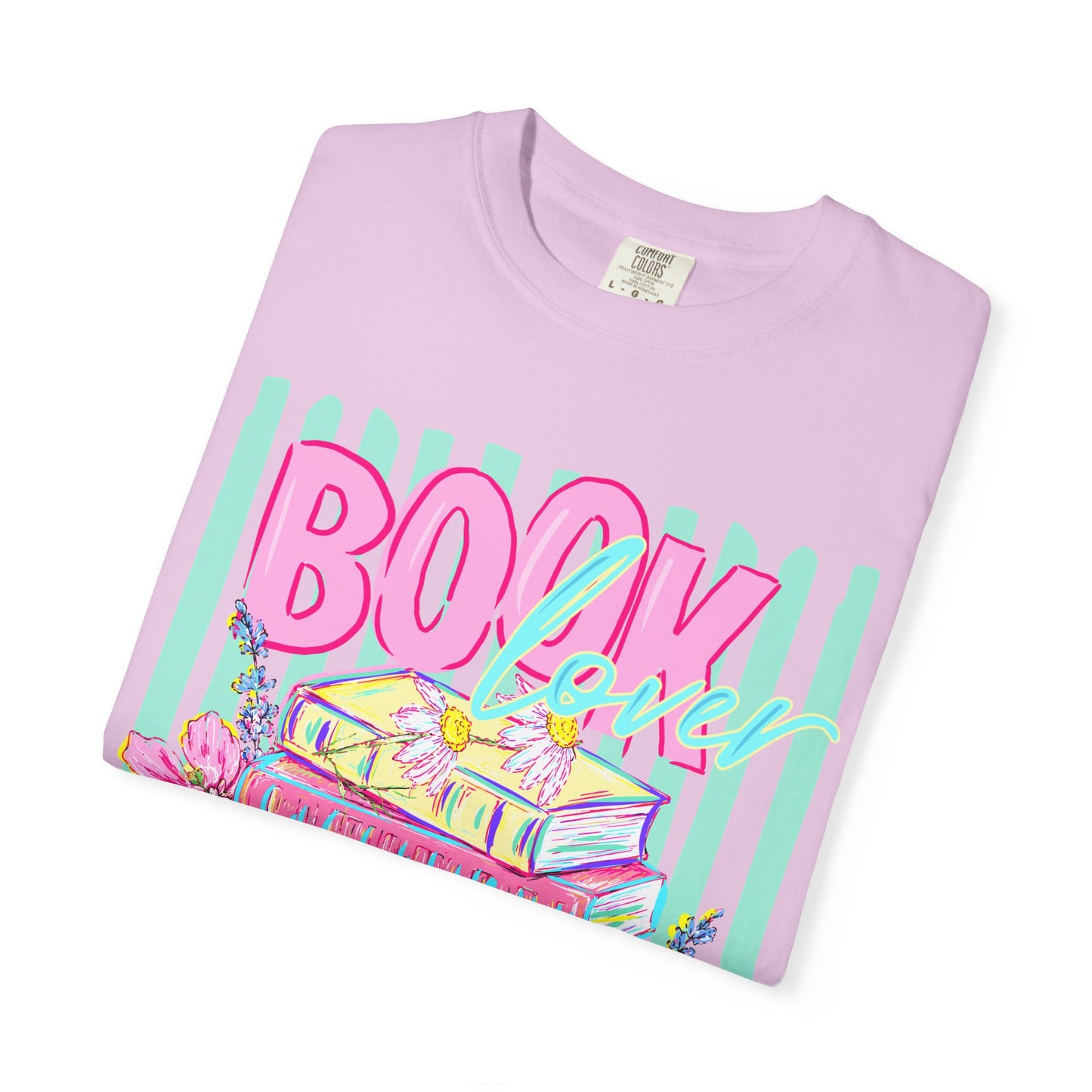 Book Lover Stack T-Shirt, Pastel Book Stack Floral Tee, Cozy Reader Shirt, Booktok Graphic T-Shirt, Cute Bookish Gift for Women