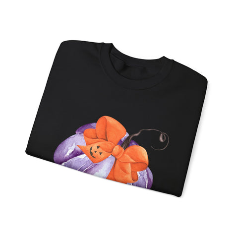Purple Pumpkin Wrapped In A Bow Unisex Crewneck Sweatshirt