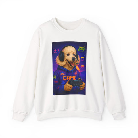 Gamer Dog Sweatshirt, Unisex Crewneck, Cute Gaming Apparel, Gift for Pet Lovers, Funny Sweatshirt, Cozy Gaming Clothing