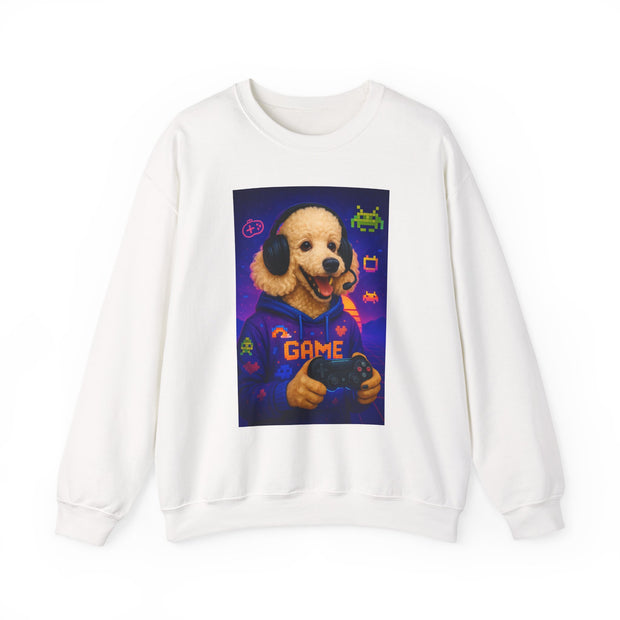 Gamer Dog Sweatshirt, Unisex Crewneck, Cute Gaming Apparel, Gift for Pet Lovers, Funny Sweatshirt, Cozy Gaming Clothing