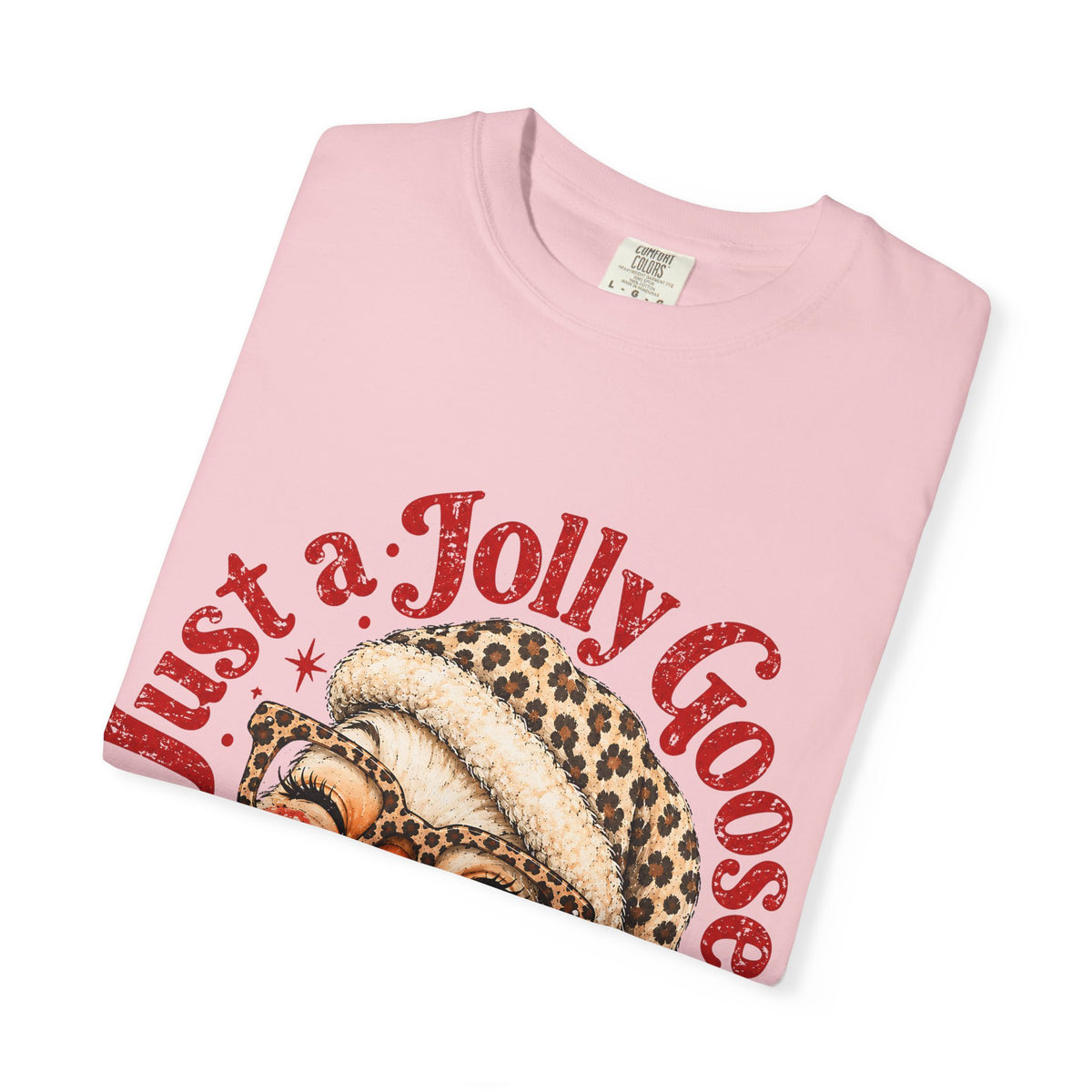 Jolly Goose Christmas Shirt, Funny Christmas Goose Tee, Leopard Santa Goose Shirt, Goose Lover Gift, Retro Holiday T-Shirt