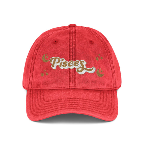'Pisces' Vintage Embroidered Cap