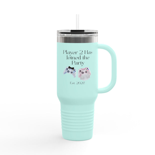 'Player 2 Has Joined The Party' 'Est. 2026' Insulated Travel Mug, 40oz