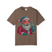 Santa Holding Martini T-Shirt | Vintage Retro Holiday Illustration