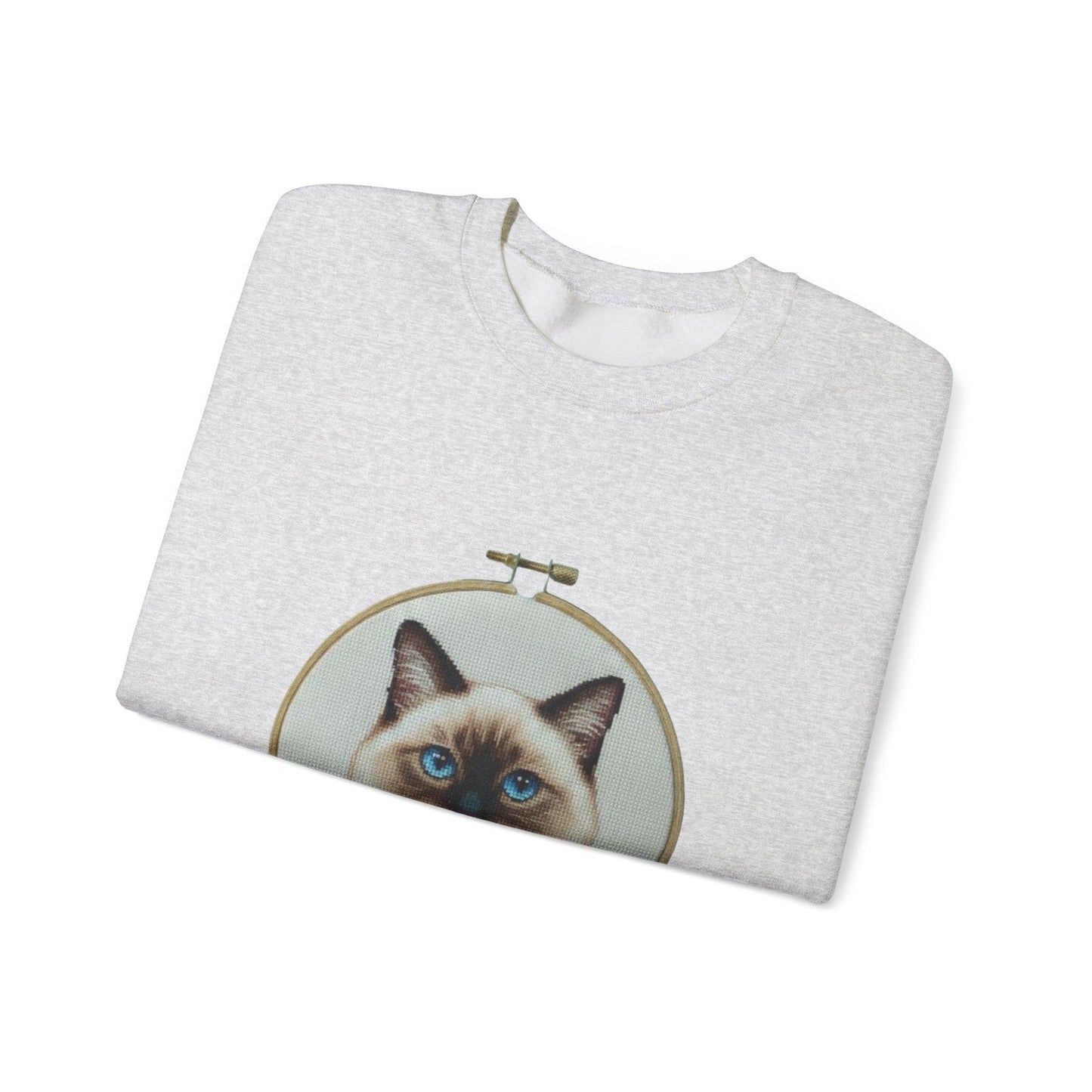 Siamese Cat Portrait Sweatshirt | Embroidery Hoop Floral Frame