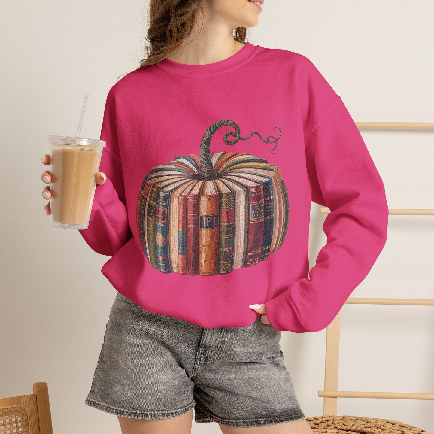 Patchwork Pumpkin Crewneck Sweatshirt | Fall Plaid Pumpkin Shirt