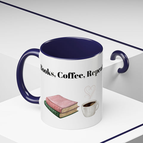 'Books, Coffee, Repeat' Accent Coffee Mug