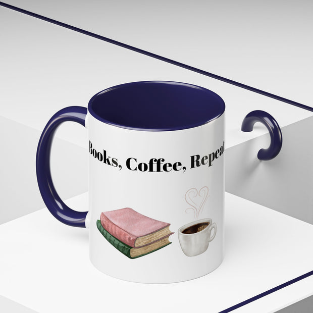 'Books, Coffee, Repeat' Accent Coffee Mug