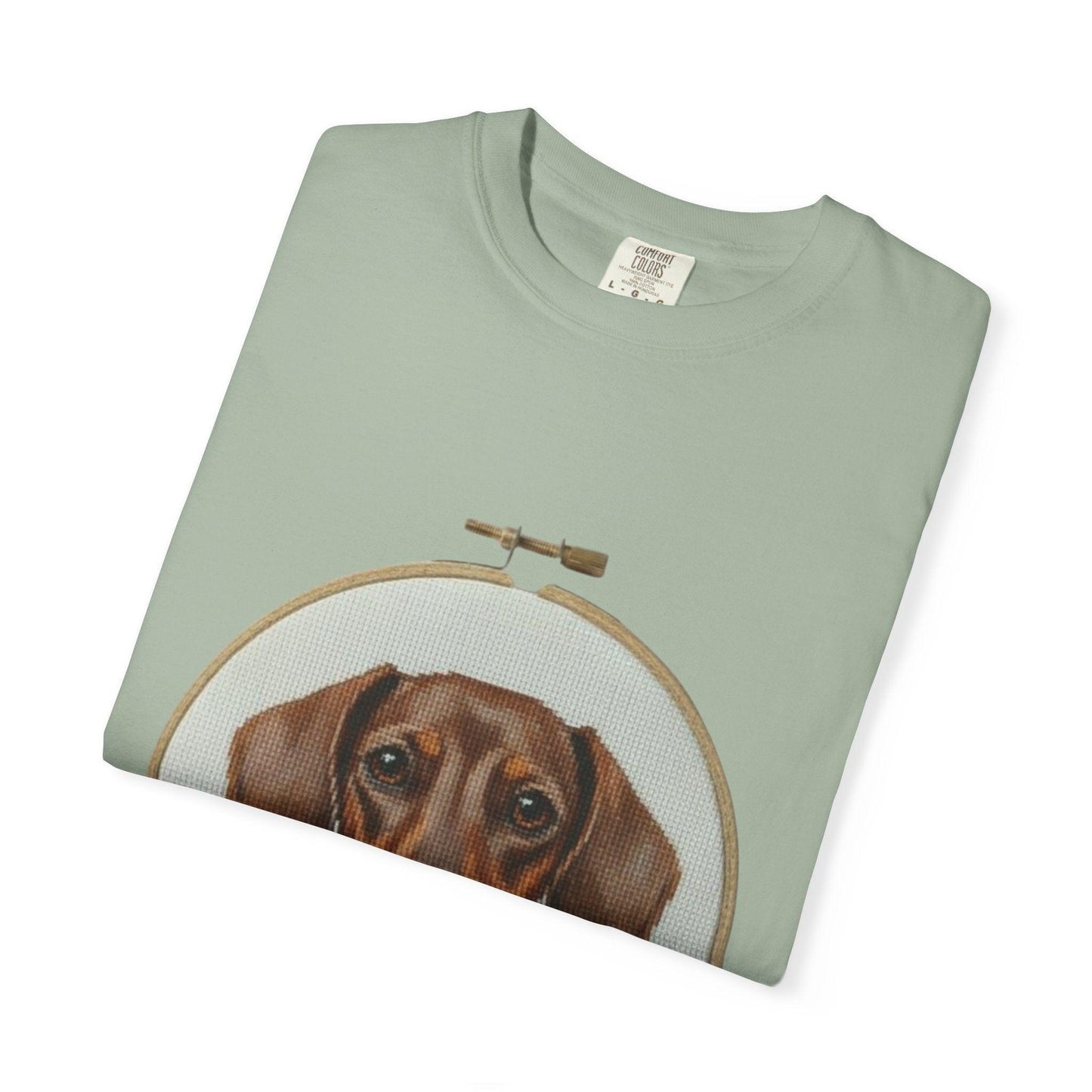 Dachshund Portrait T-shirt | Embroidery Hoop Dog Illustration
