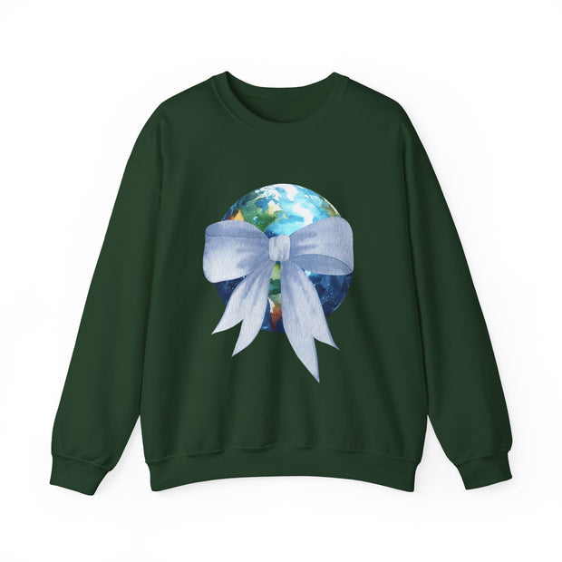 Earth Wrapped In A Bow Unisex Crewneck Sweatshirt