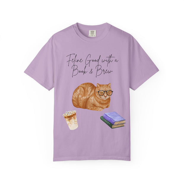'Feline Good with a Book & Brew' Unisex T-Shirt