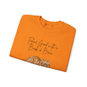 'Feline Good With A Book & Brew' Unisex Crewneck Sweatshirt