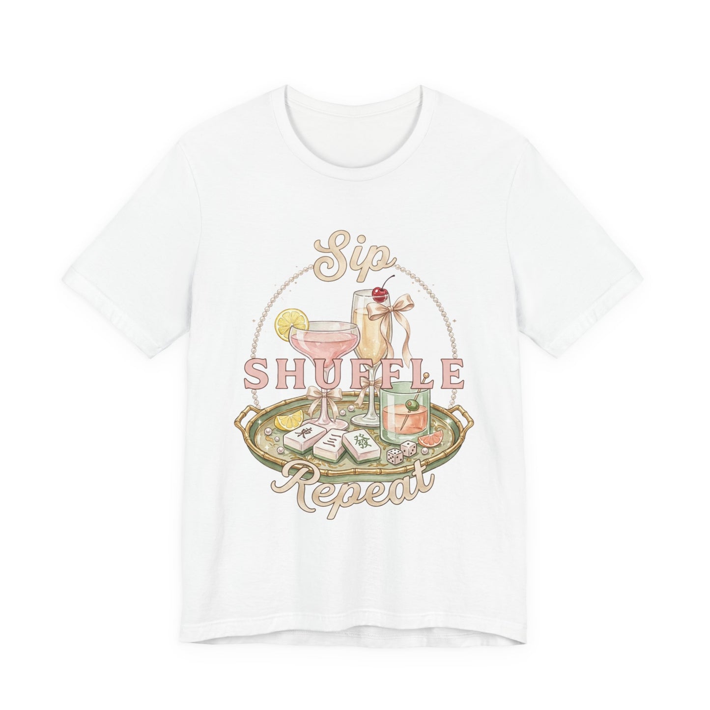 Sip Shuffle Repeat Shirt, Mahjong Social Club Tee, Pastel Girls Night Graphic Shirt, Mahjong Lover Gift