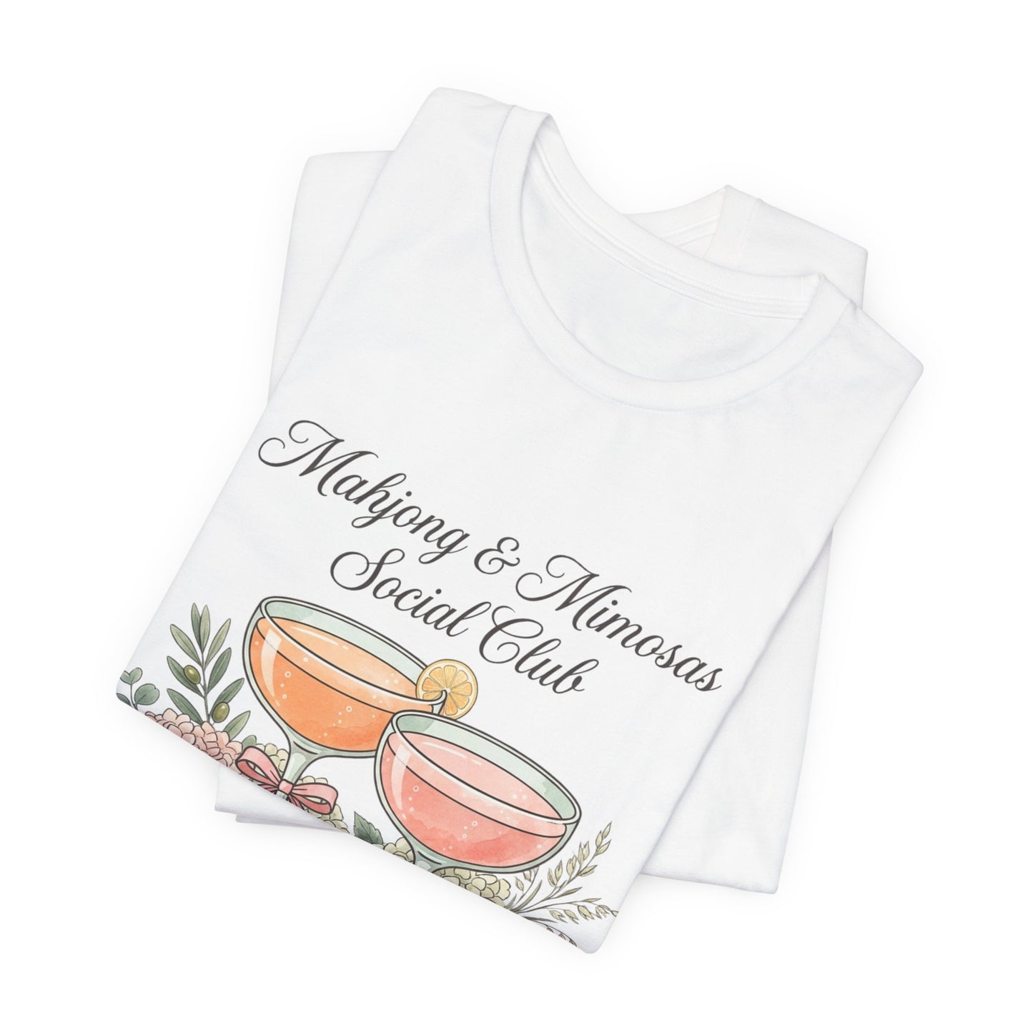 Mahjong & Mimosas Shirt, Mahjong Social Club Tee, Pastel Mahjong Graphic T-Shirt, Brunch Club Gift for Her