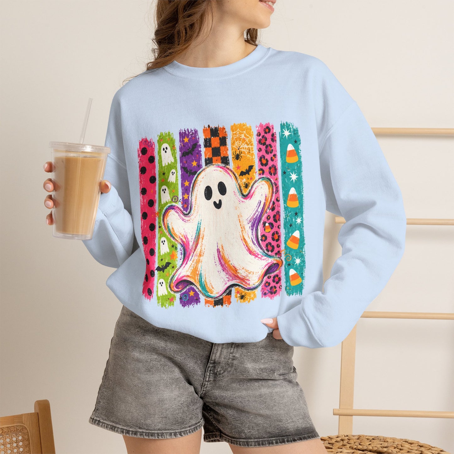 Rainbow Ghost Halloween Sweatshirt | Cute Ghost Graphic Crewneck