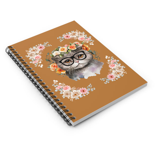 Geeky Goddess Gray Cat Spiral Notebook