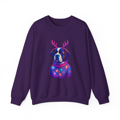 Saint Bernard with Reindeer Antlers sweatshirt | Holiday Dog Sweater Design