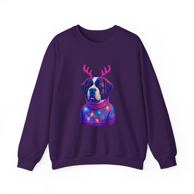 Saint Bernard with Reindeer Antlers sweatshirt | Holiday Dog Sweater Design