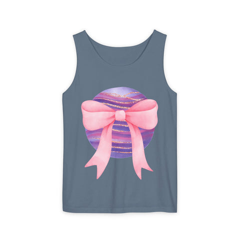 Pink/Purple Planet Wrapped In Bow Unisex Tank Top