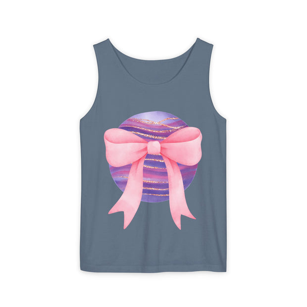 Pink/Purple Planet Wrapped In Bow Unisex Tank Top