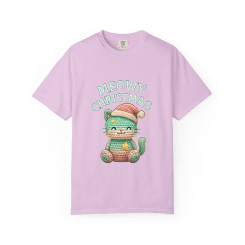 Cute Cat Christmas T-shirt, Meowy Christmas Tee, Unisex Holiday Shirt, Fun Xmas Gift, Cozy Festive Wear