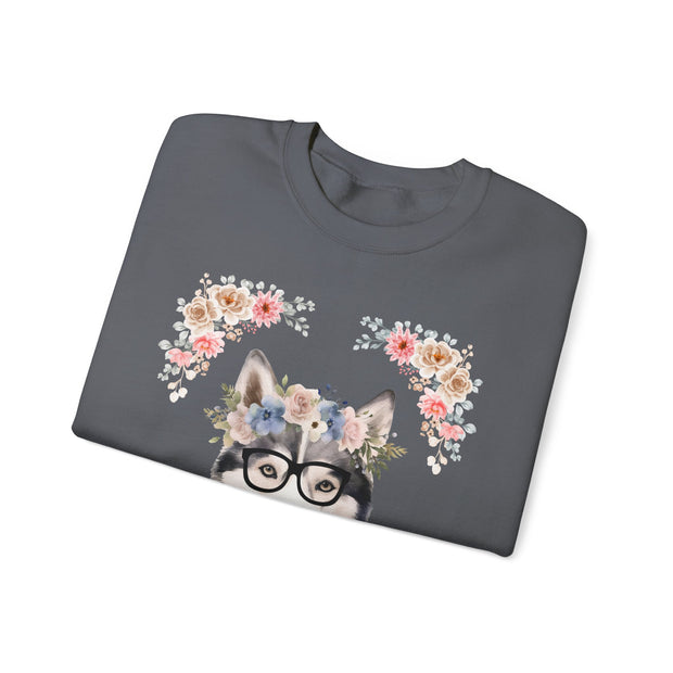 Geeky Goddess Siberian Husky Unisex Crewneck Sweatshirt