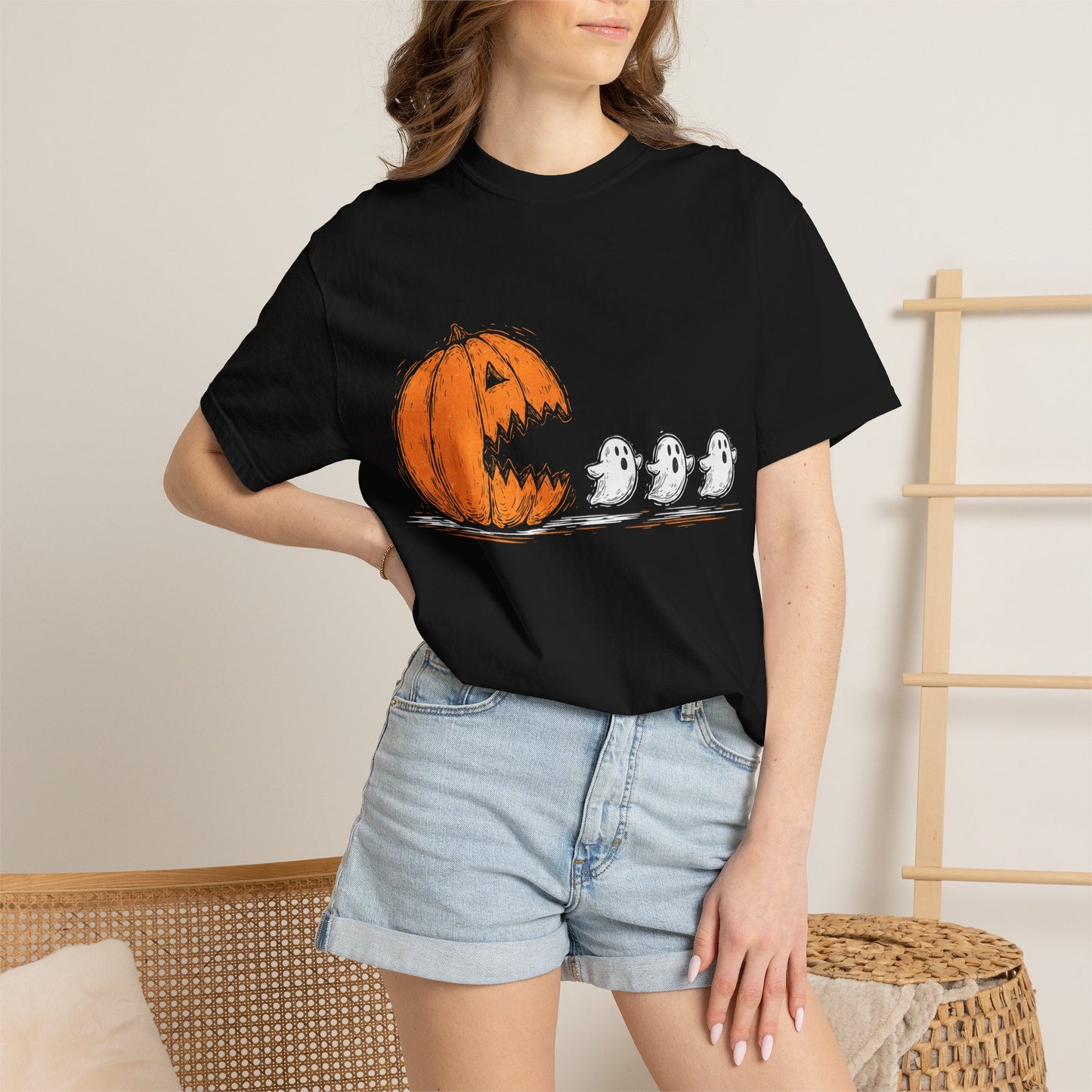 Jack-o'-Lantern Pumpkin and Ghosts T-shirt | Halloween Pumpkin Tee