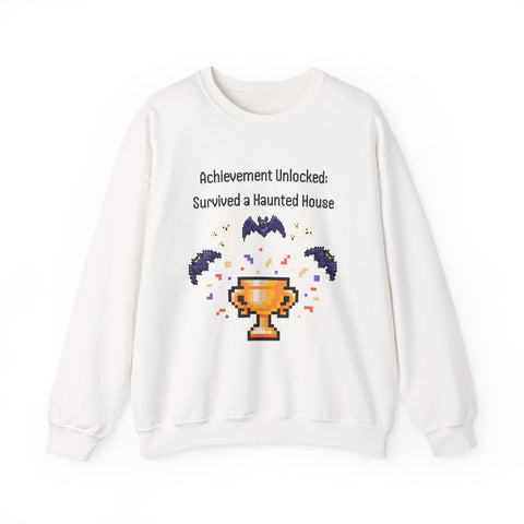'Achievement Unlocked: Survived A Haunted House' Unisex Crewneck Sweatshirt
