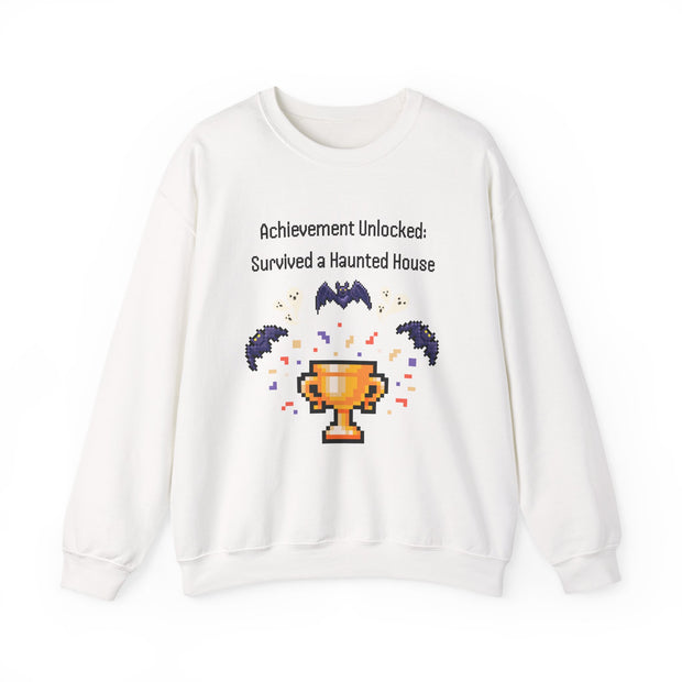 'Achievement Unlocked: Survived A Haunted House' Unisex Crewneck Sweatshirt