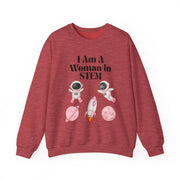 "I Am A Woman in STEM" Astronaut Unisex Crewneck Sweatshirt