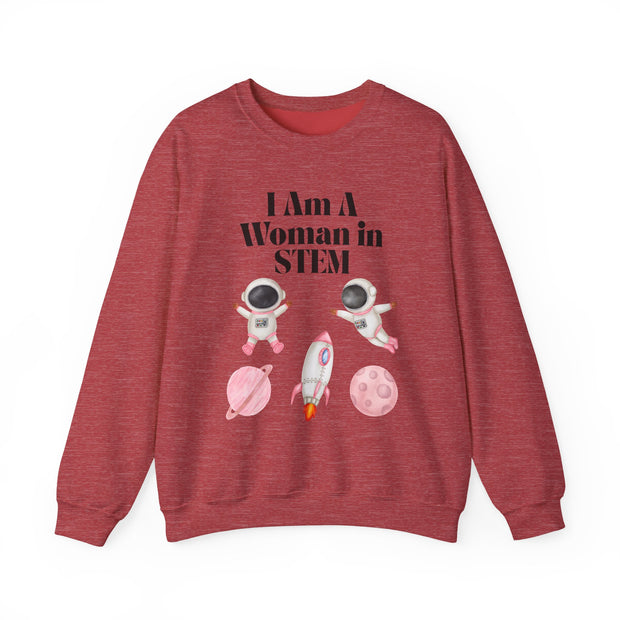 "I Am A Woman in STEM" Astronaut Unisex Crewneck Sweatshirt