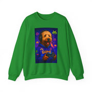 Gaming Golden Doodle Illustration Crewneck Sweatshirt | Retro Arcade Gamer