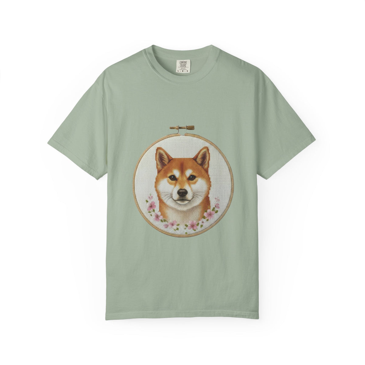 Shiba Inu Sweatshirt, Shiba Mom Gift, Vintage Cross Stitch Dog, Embroidered Floral Crewneck