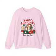 Cozy Christmas Crewneck Sweatshirt - Santa's Livestream Fun, Unisex Holiday Pullover, Gift for Gamers, Xmas Comfort Wear, Festive Sweatshirt