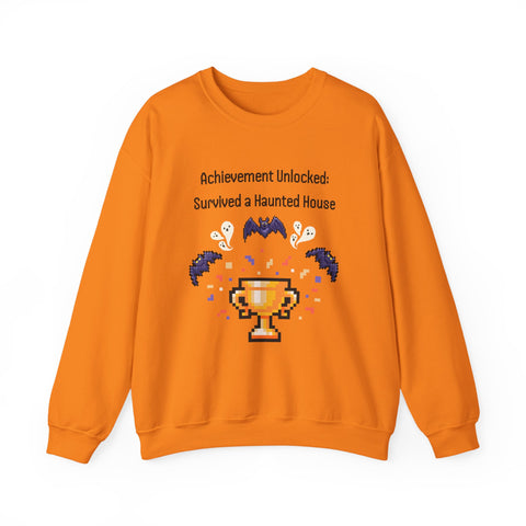 'Achievement Unlocked: Survived A Haunted House' Unisex Crewneck Sweatshirt