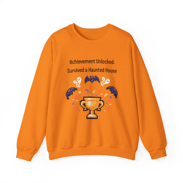 'Achievement Unlocked: Survived A Haunted House' Unisex Crewneck Sweatshirt