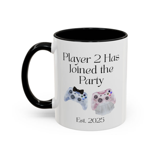 'Player 2 Has Joined The Party' 'Est. 2025' Accent Coffee Mug