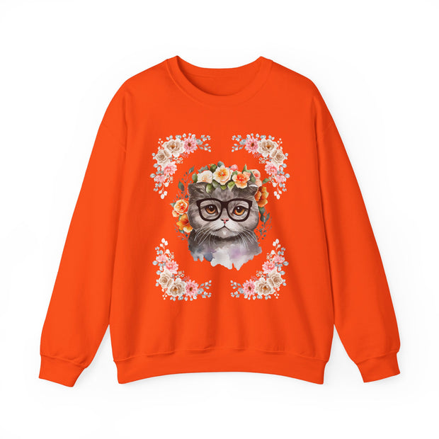 Geek Goddess Gray Cat Unisex Crewneck Sweatshirt