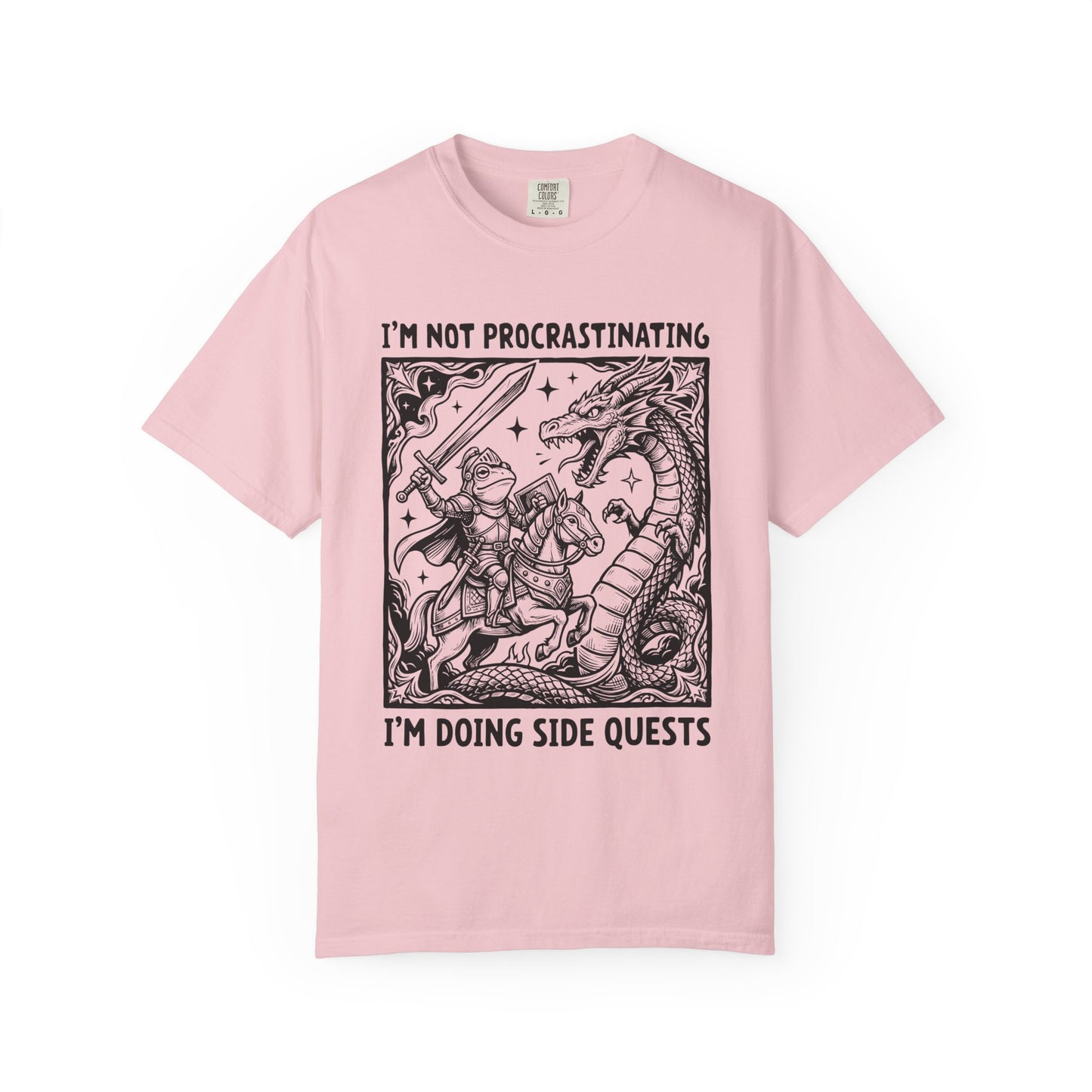 I'm Not Procrastinating I'm Doing Side Quests T-Shirt, Funny Gamer Tee, RPG Knight vs Dragon Shirt, Fantasy Gaming Graphic T-Shirt, Nerd Gift