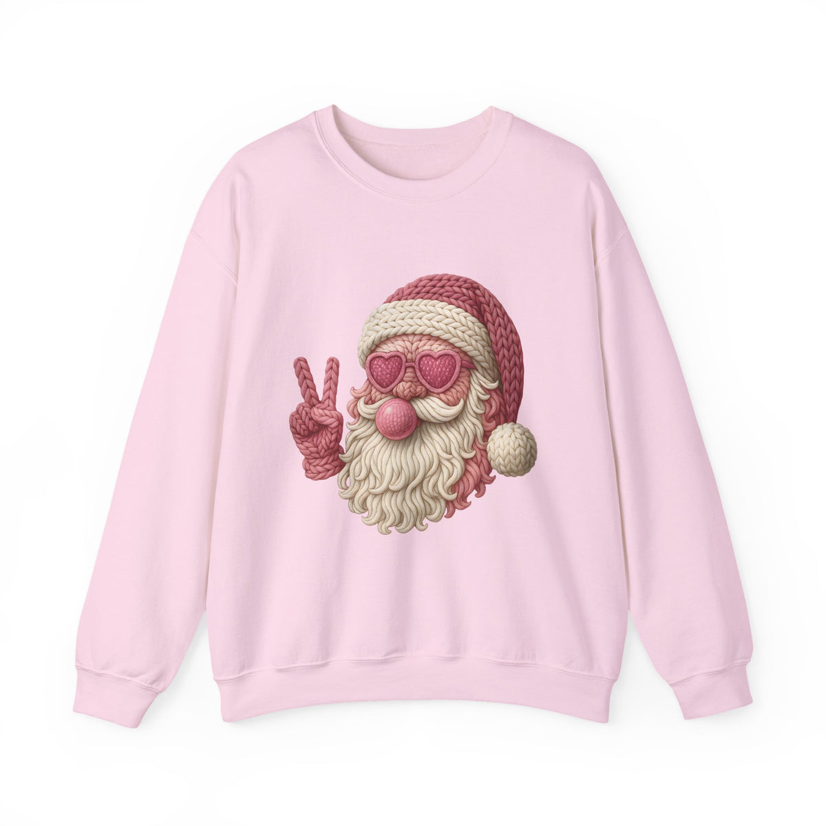 Pink Sunglasses Peace Sign Santa Sweatshirt | Retro Holiday Cozy