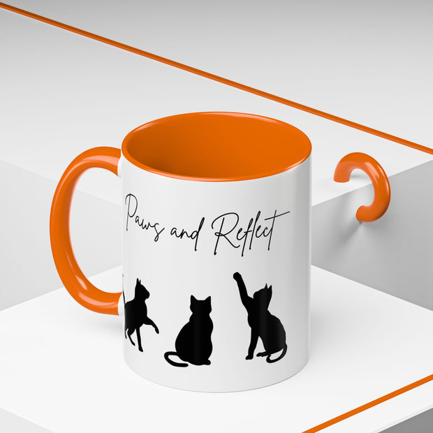 'Paws and Reflect' Cats Accent Coffee Mug