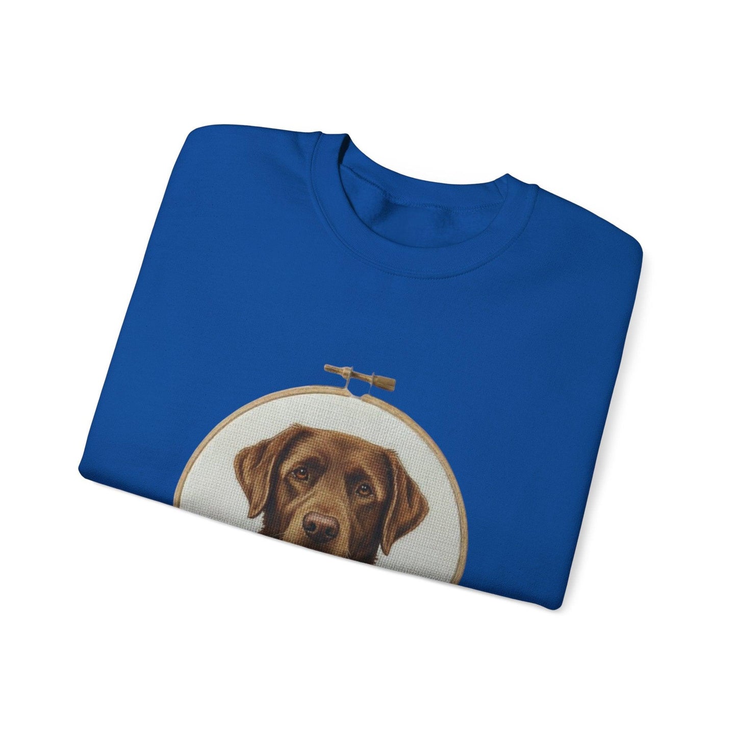 Chocolate Labrador Portrait Sweatshirt | Floral Hoop Embroidery Art