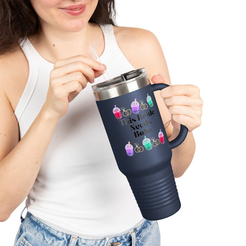 'This Bride Needs Boba' Insulated Travel Mug, 40oz