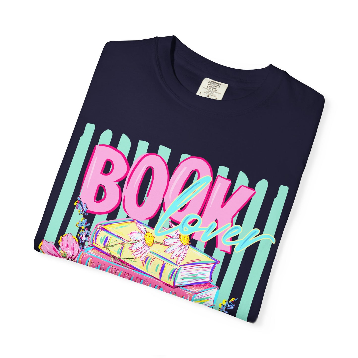 Book Lover Stack T-Shirt, Pastel Book Stack Floral Tee, Cozy Reader Shirt, Booktok Graphic T-Shirt, Cute Bookish Gift for Women