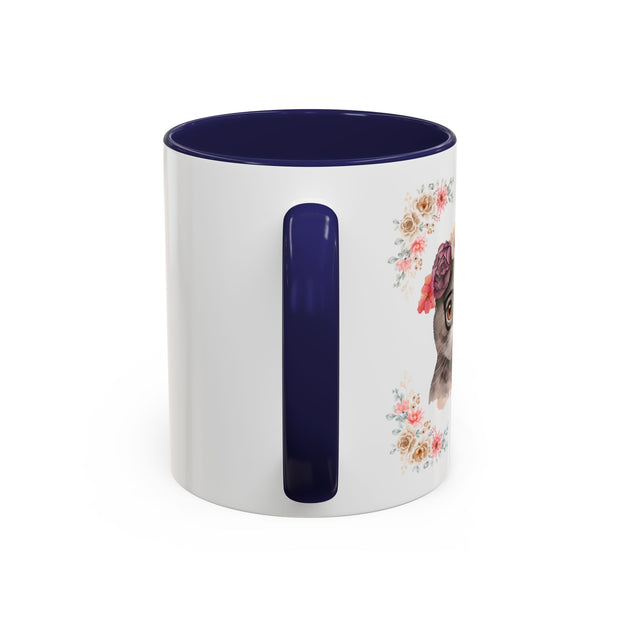 Geeky Goddess Dark Gray Cat Accent Coffee Mug