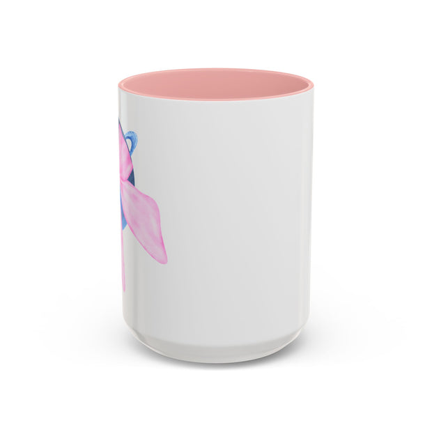 Blue Saturn Wrapped In A Pink Bow Accent Coffee Mug