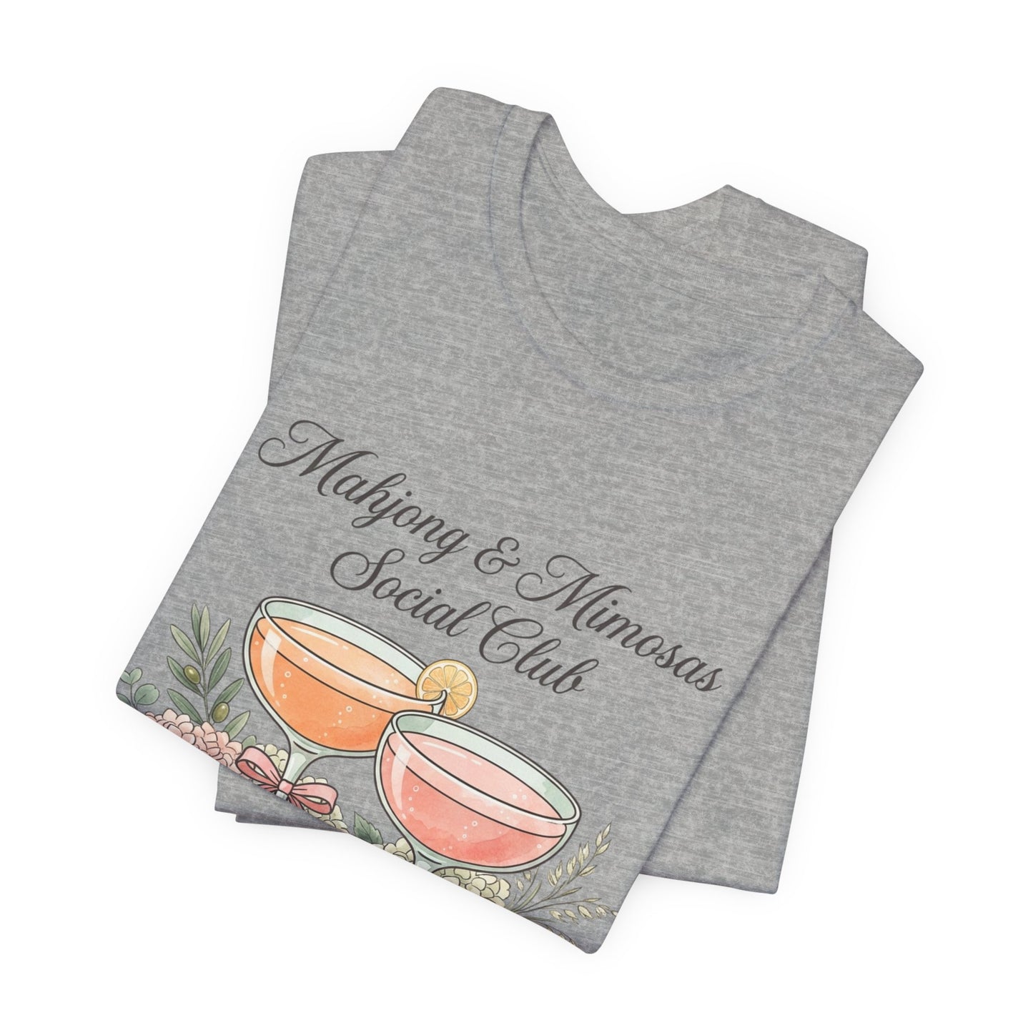 Mahjong & Mimosas Shirt, Mahjong Social Club Tee, Pastel Mahjong Graphic T-Shirt, Brunch Club Gift for Her