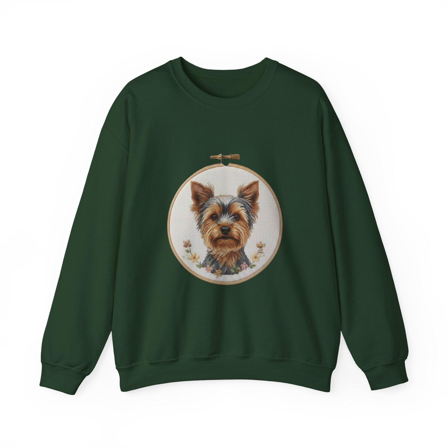 Yorkshire Terrier Portrait Sweatshirt | Embroidery Hoop Dog Art