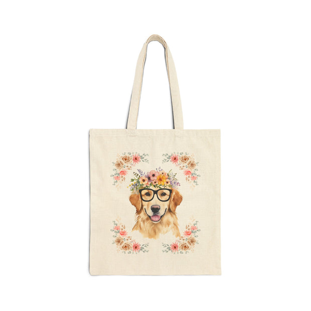 Geeky Goddess Golden Retriever Cotton Canvas Tote Bag