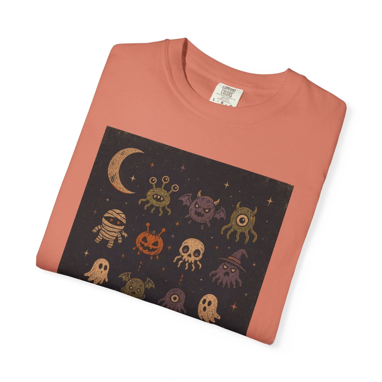 Cute Halloween Witch and Ghosts T-Shirt | Pumpkin Moon Spooky Illustration